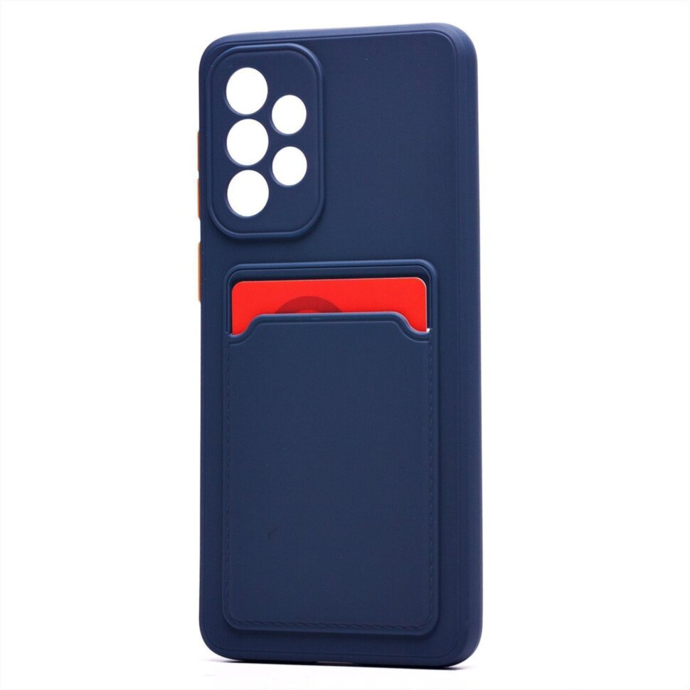 Накладка BUTTON Samsung A36/A56, с визитницей, темно-синяя