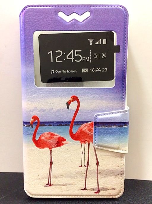 Чехол-книга с силиконовой вставкой БОКОВОЙ флип 4,3"-4,8" Фламинго