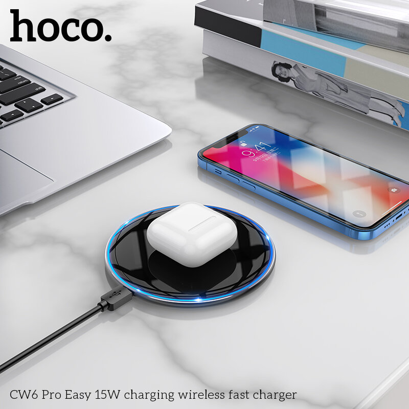 Беспроводное ЗУ HOCO CW6 Pro Easy, 15W, магнитное, разъем Type-C, черное