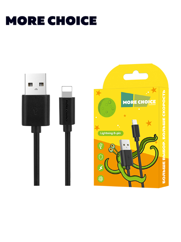 Кабель More Choice USB - Lightning, TPE, 2.1A, 1м, K13i (Black)