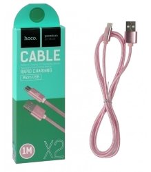 Кабель USB - MicroUSB HOCO X2 Knitted розовое золото
