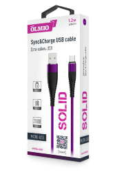Кабель USB - MicroUSB Olmio SOLID усиленный 2,1A цвет индиго