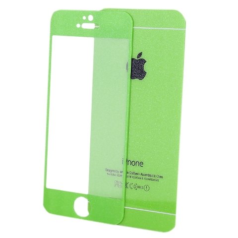 Стекло цветное защитное на дисплей iPhone 5 на 2 стороны зеленое