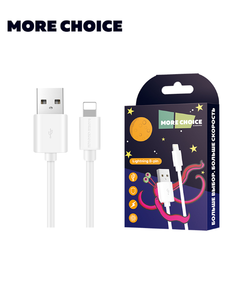 Кабель More Choice USB - Lightning, TPE, 2.1A, 1м, K13i (White)