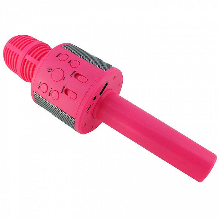 Микрофон-колонка Q858 Bluetooth+FM+microSD+USB+AUX розовая