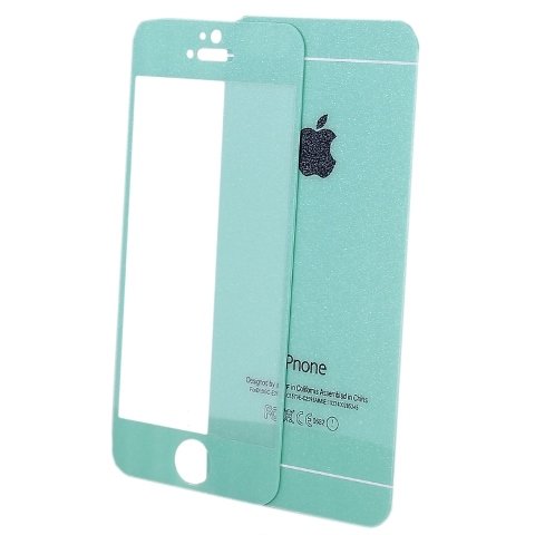 Стекло цветное защитное на дисплей iPhone 5 на 2 стороны мята