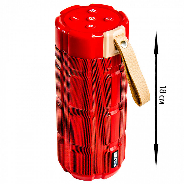 Колонка WALKER WSP-170, Bluetooth, 5Вт*2, красная