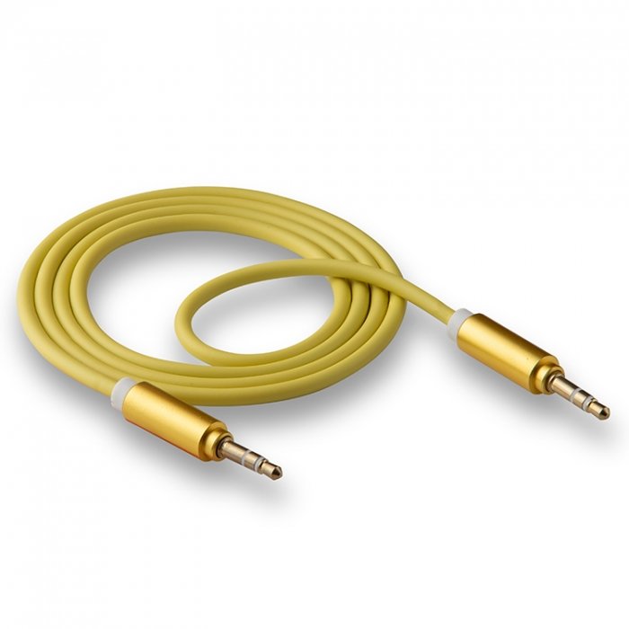 AUX кабель 3,5 * 3.5 WALKER WCA-245 с металлическими разъемами в пакете золотой*