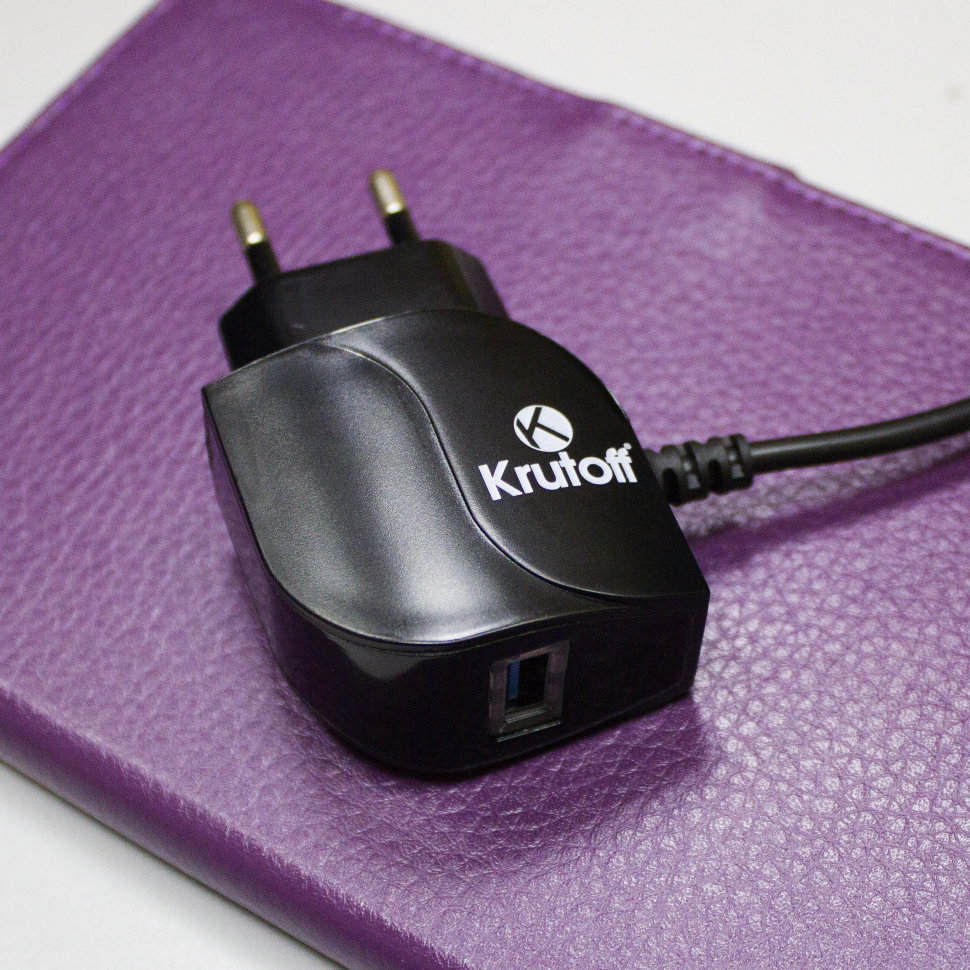 СЗУ Krutoff CH-11 microUSB, 2.1A + USB черное (целиковое)