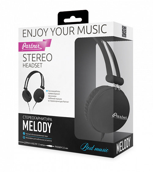 Стереогарнитура полноразмерная Partner Melody 3.5 +MIC черная