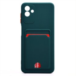Накладка BUTTON Xiaomi Redmi Note 14 4G, с визитницей, темно-зеленая