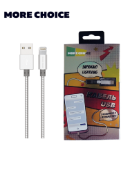 Кабель More Choice USB - Lightning, металл, 2.1A, 1м, K31i (Silver)