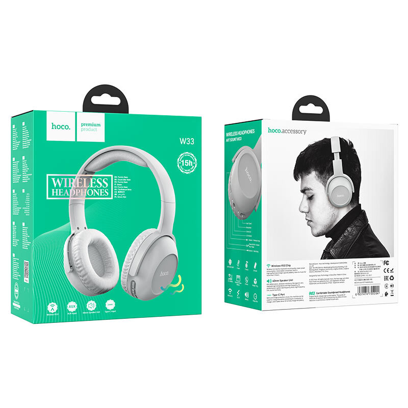 Гарнитура Bluetooth HOCO W33 Art полноразмерная, серая*