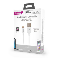 USB кабель на iPhone 5 MFI Olmio 2,4A белый СЕРТИФИЦИРОВАН