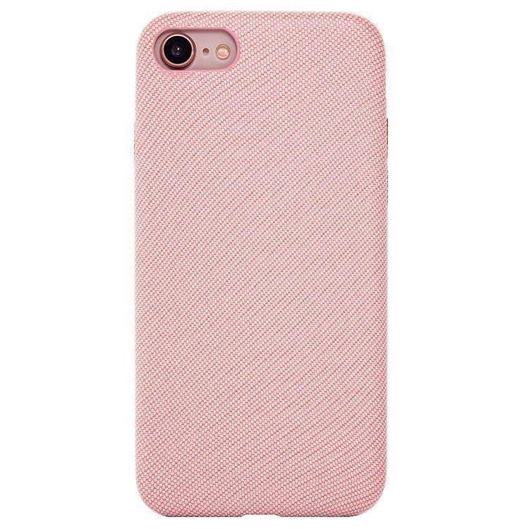 Накладка фактурная SC079 с имитацией ткани  iPhone 7/8 розовая
