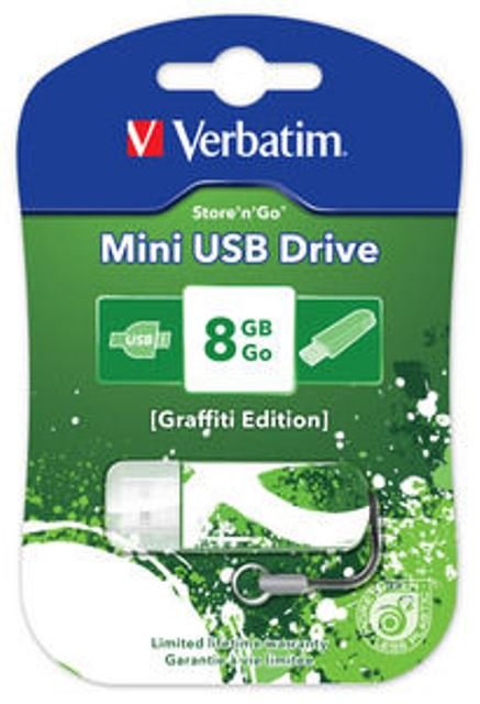 Verbatim USB 8GB Mini Graffiti GREEN