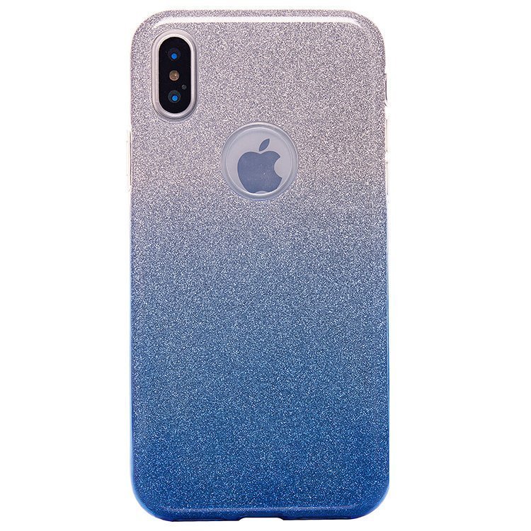 Накладка SC097 Градиент БЛЕСТКИ 3в1 iPhone X (blue/silver)