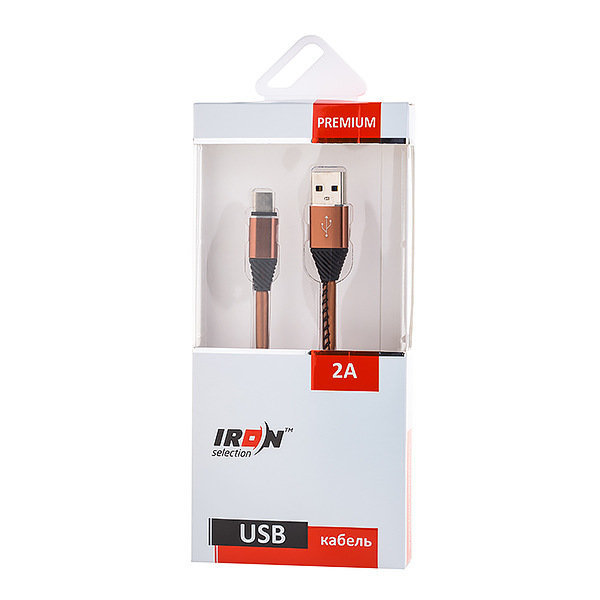 Кабель USB - Type-C IRON Selection PREMIUM 2A металлизированный коричневый