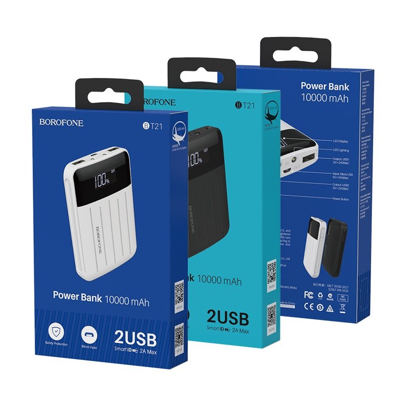 Внешнее ЗУ Power Bank BOROFONE BT21 Universal  Energy 10000mAh белое