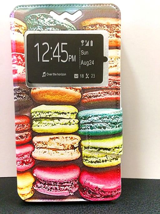 Чехол-книга с силиконовой вставкой БОКОВОЙ флип 5,3"-5,5" Macarons
