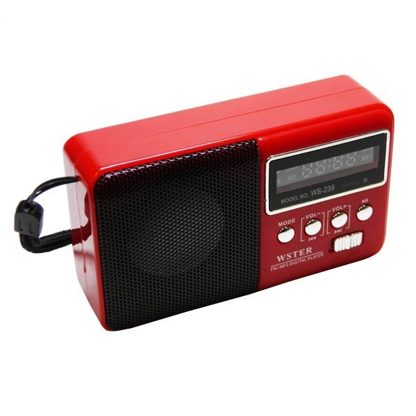 FM-проигрыватель WS-239 1 динамик (TF+FM+USB+дисплей) красный