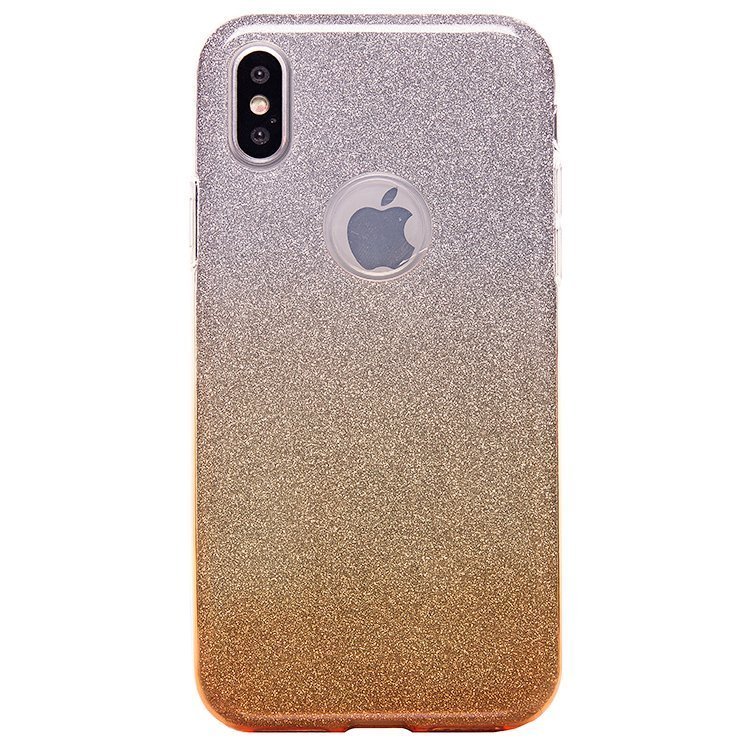 Накладка SC097 Градиент БЛЕСТКИ 3в1 iPhone X (gold/silver)