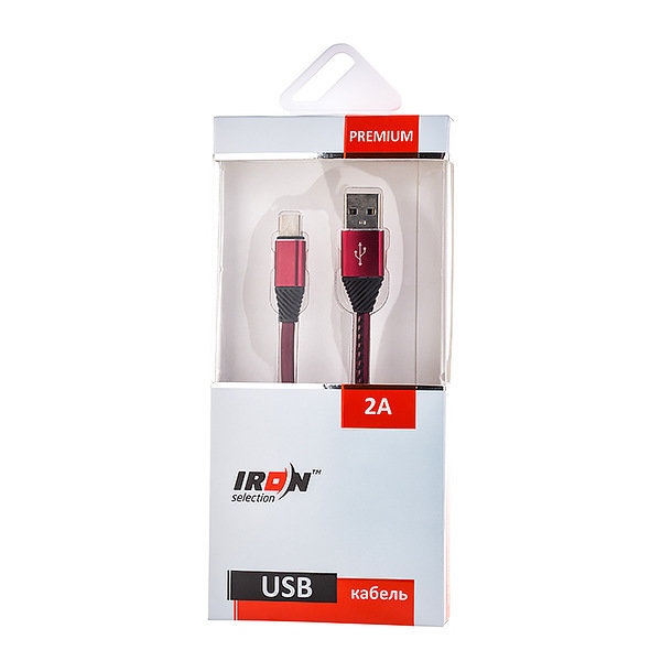 Кабель USB - Type-C IRON Selection PREMIUM 2A металлизированный красный