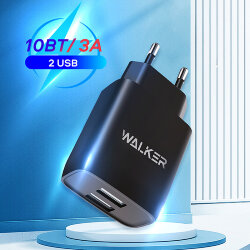 Сетевой адаптер WALKER WH-31 2 разъема USB 2.1A черный*