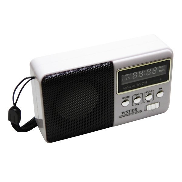 FM-проигрыватель WS-239 1 динамик (TF+FM+USB+дисплей) белый