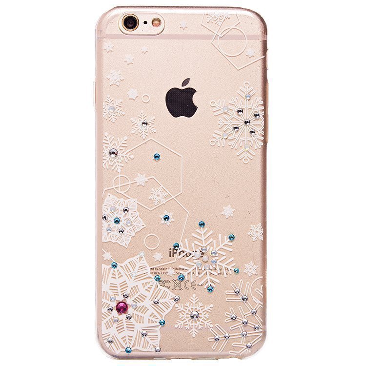 Накладка SC085 Новогодняя со стразами iPhone 6 Plus (003) белый