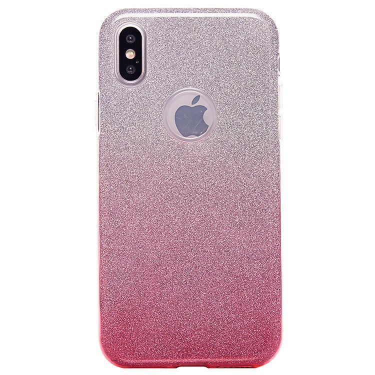 Накладка SC097 Градиент БЛЕСТКИ 3в1 iPhone X (pink/silver)