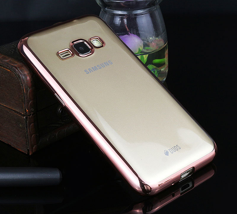 Накладка силиконовая прозрачная Samsung J120 ОБОДОК розовый