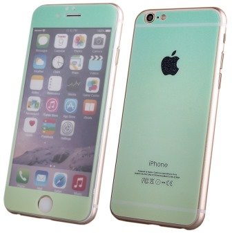 Стекло цветное защитное на дисплей iPhone 6 на 2 стороны зелено-желтое