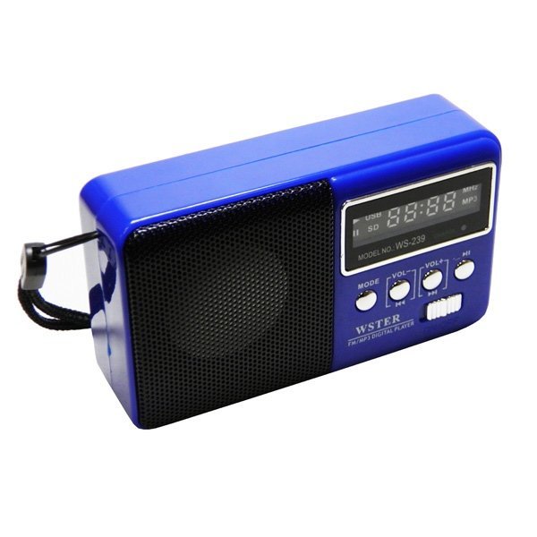 FM-проигрыватель WS-239 1 динамик (TF+FM+USB+дисплей) синий