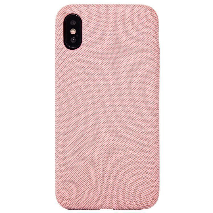 Накладка фактурная SC079 с имитацией ткани  iPhone X розовая
