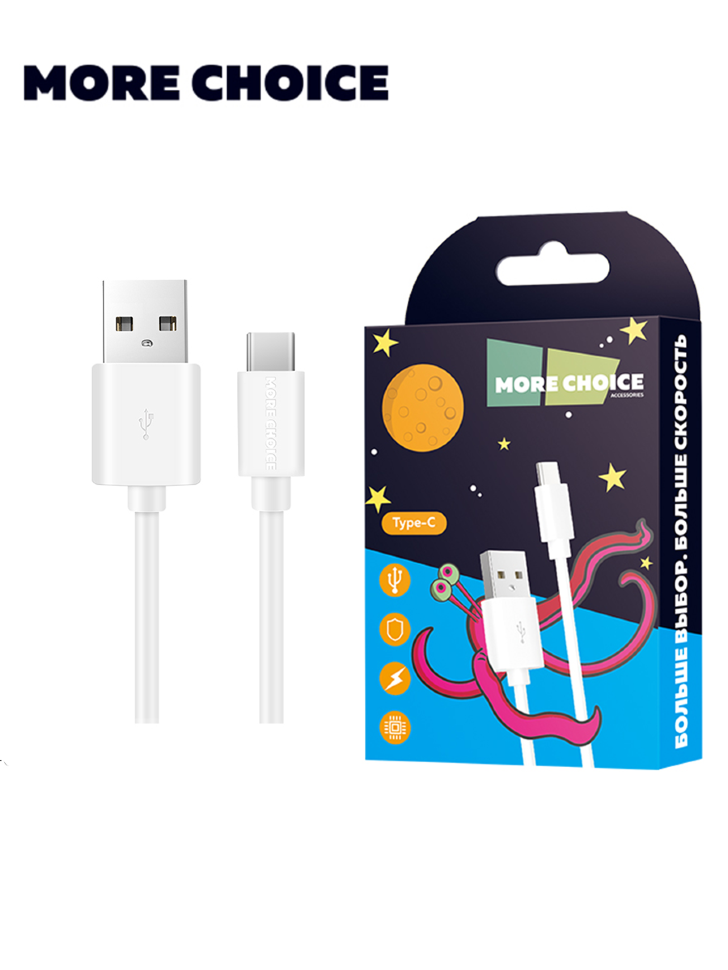 Кабель More Choice USB - Type-C, TPE, 2.1A, 1м, K13a (White)