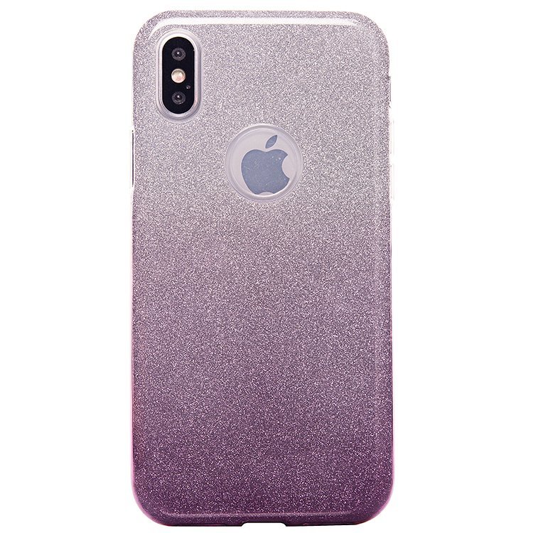 Накладка SC097 Градиент БЛЕСТКИ 3в1 iPhone X (purple/silver)