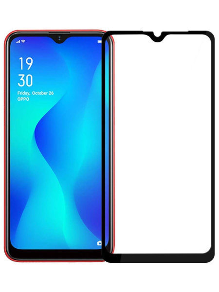 Стекло защитное для Realme C2 "Full glue" с рамкой черное
