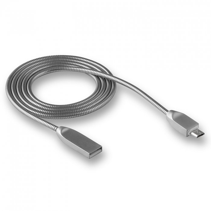 Кабель USB - MicroUSB WALKER C730 металл серебро
