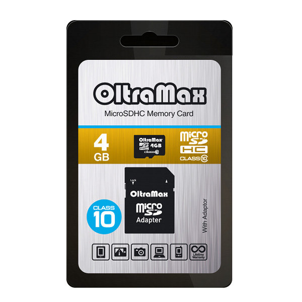 OltraMax microSD 4GB High-Capacity (Class 10) с адаптером