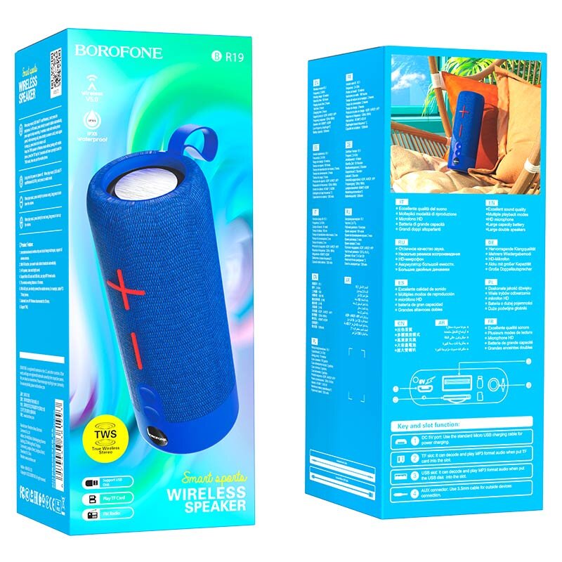 Колонка Bluetooth BOROFONE BR19 Euphony, синяя