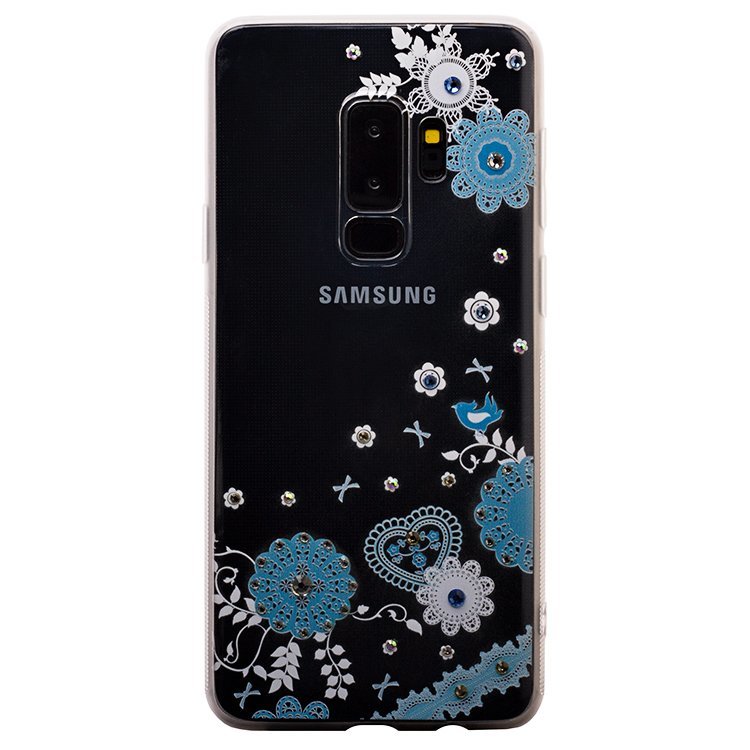 Накладка SC118 Прозрачная с рисунком и стразами Samsung S9 Plus (007)