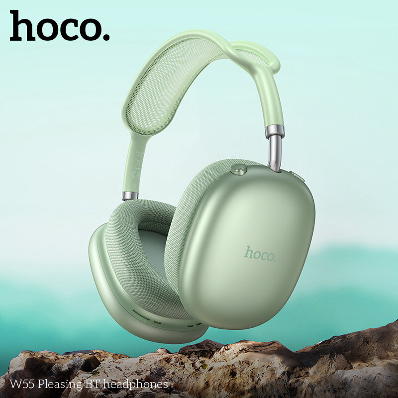 Гарнитура Bluetooth HOCO W55 Pleasing, bluetooth 5.4, полноразмерная, зеленая