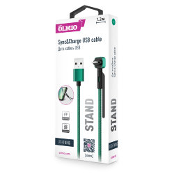 USB кабель на iPhone 5 Olmio STAND 2,1A зеленый 1,2 метра