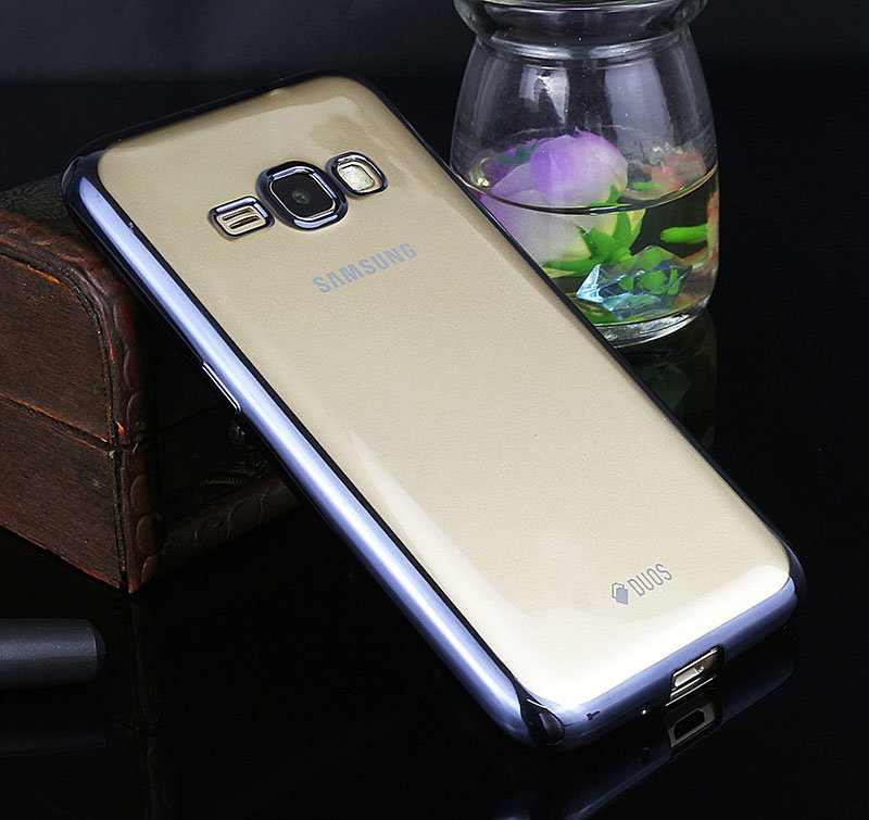 Накладка силиконовая прозрачная Samsung J120 ОБОДОК черный