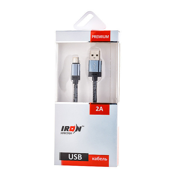 Кабель USB - Type-C IRON Selection PREMIUM 2A прорезиненный с рисунком графитовый