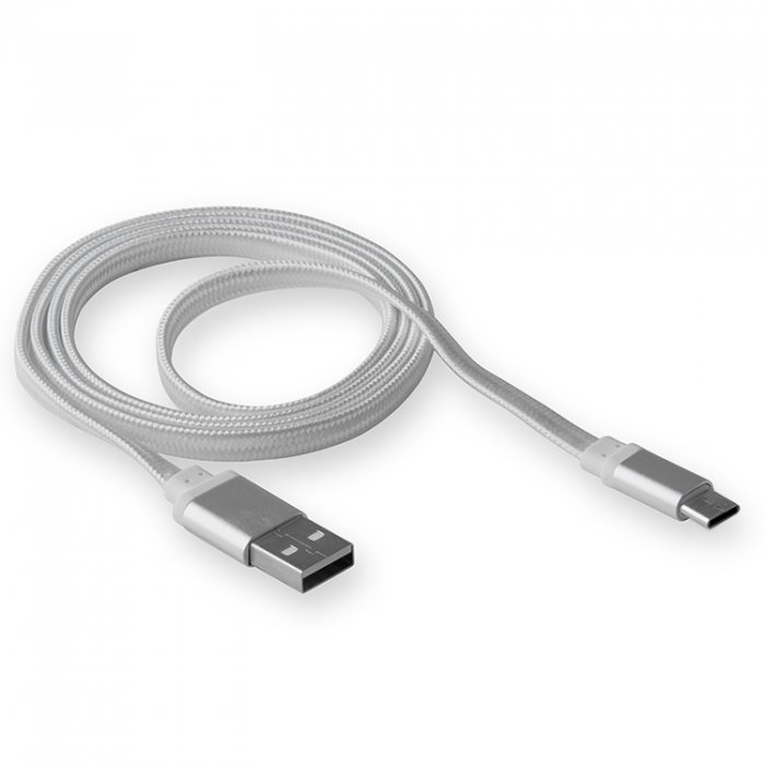 Кабель USB - Type-C WALKER C330 ткань плоский белый