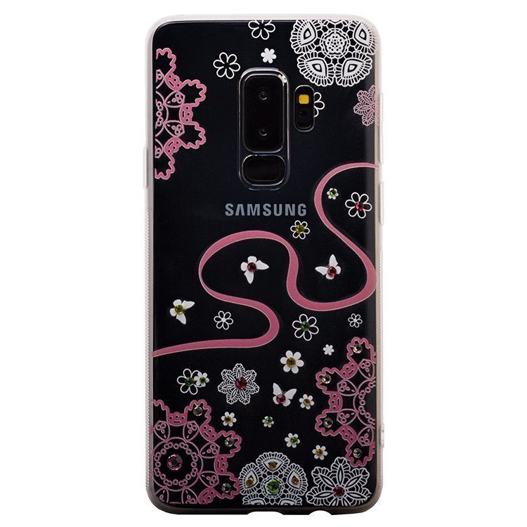 Накладка SC118 Прозрачная с рисунком и стразами Samsung S9 Plus (008)