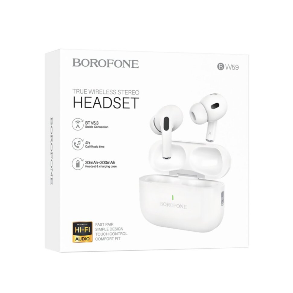 Наушники Bluetooth BOROFONE BW59 True TWS, белые
