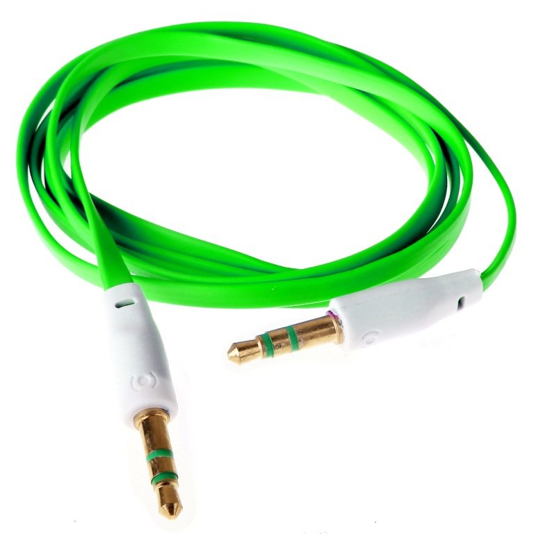 AUX кабель 3,5 * 3.5 плоский зеленый